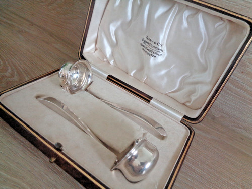 Silver ladles boxed - silver, pair